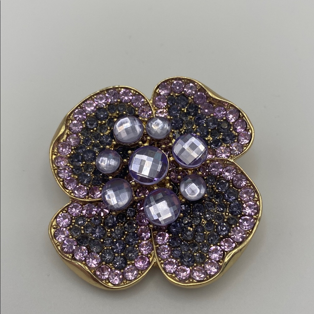 Napier Purple Crystal Floral Brooch